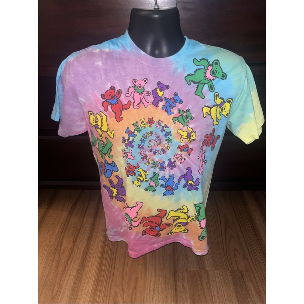 Liquid Blue Grateful Dead Dancing Bears Spiral Tie Dye T-Shirt Mens Medium